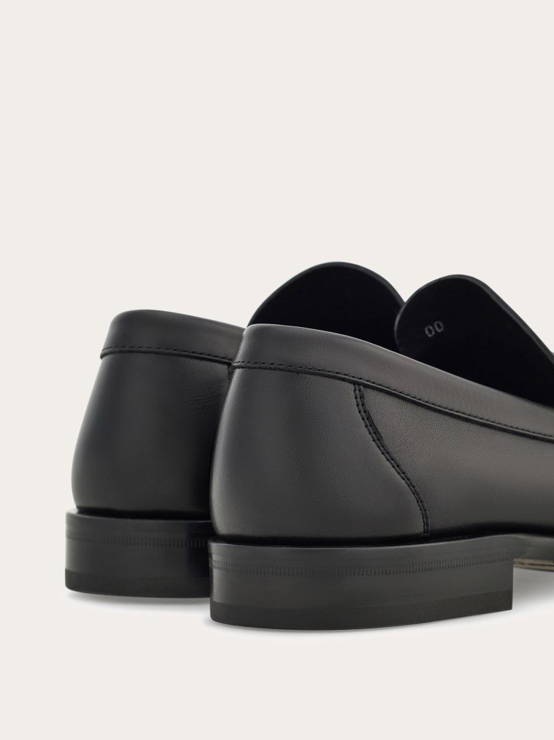 Ferragamo | Men's Penny Loafer With Gancini Ornament - Black