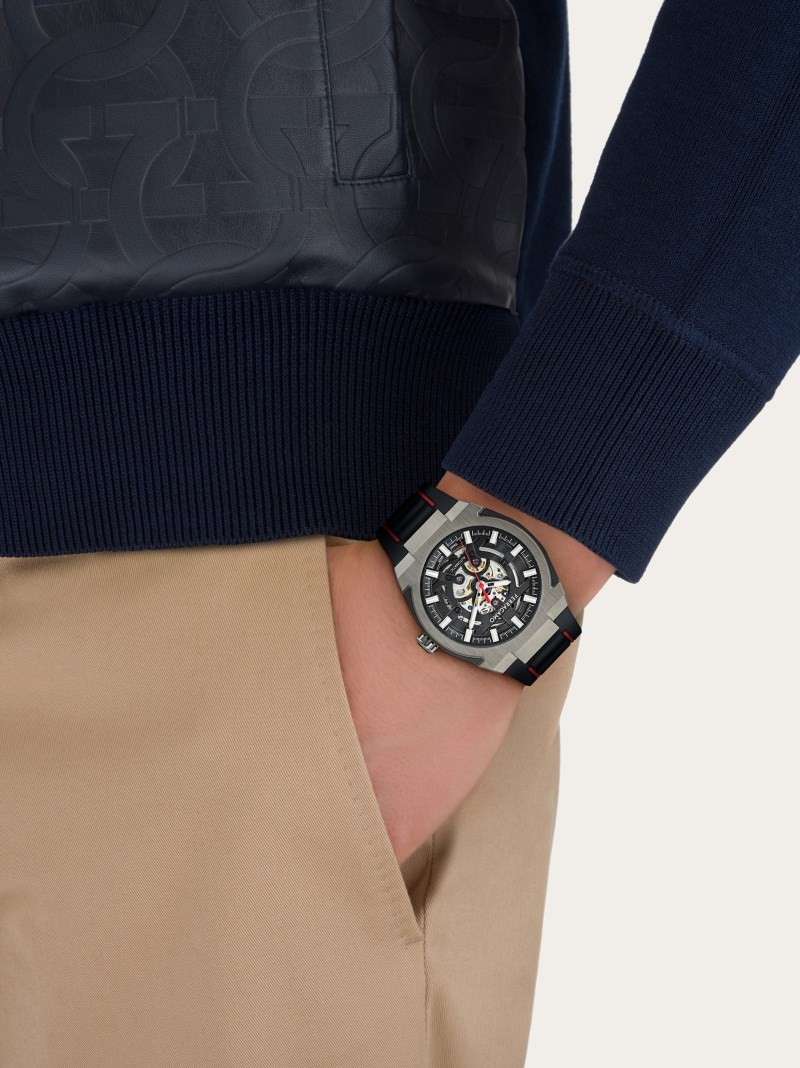 Ferragamo | Men's Supreme Skeleton Watch - Ip Gun/Black
