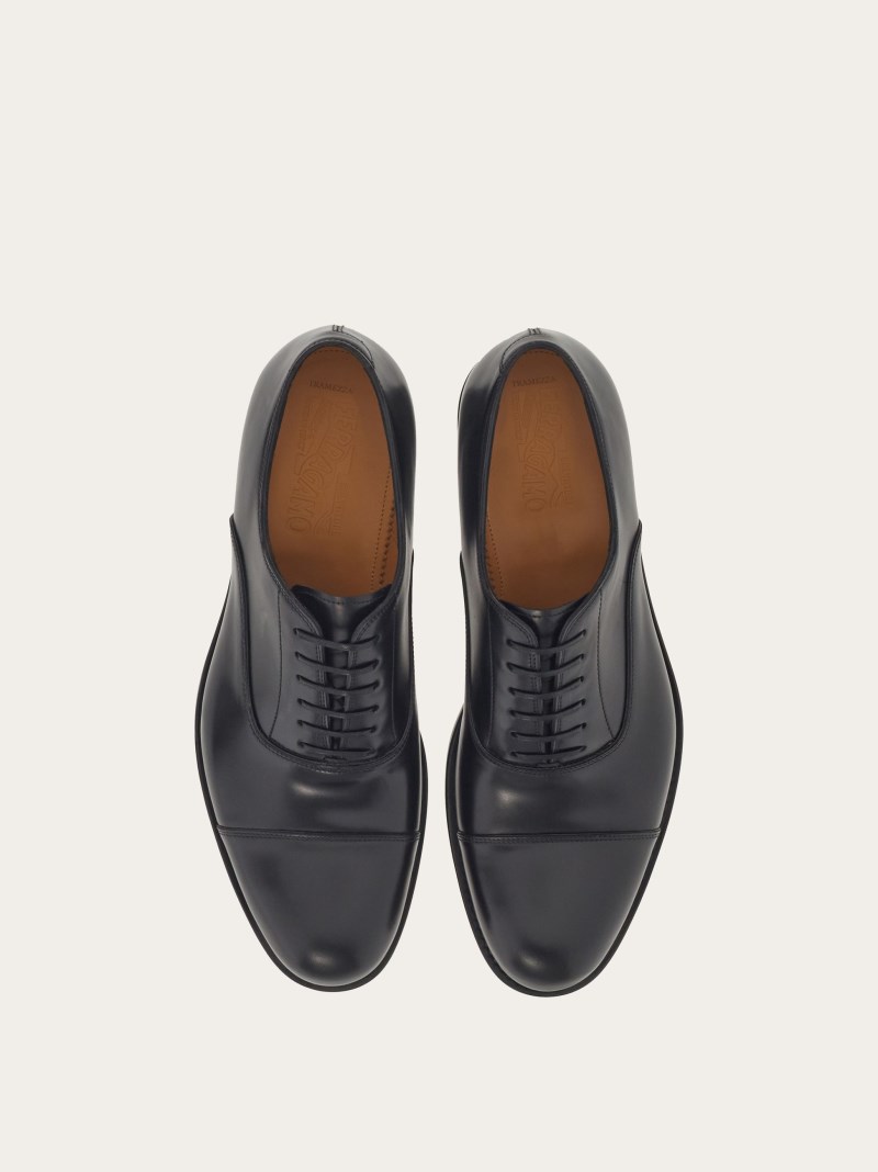 Ferragamo | Men's Tramezza Oxford With Toe Cap - Black