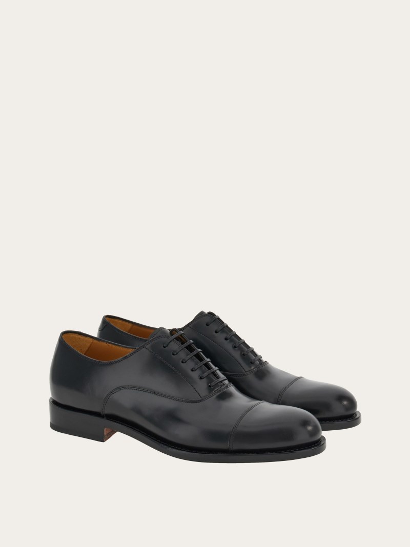Ferragamo | Men's Tramezza Oxford With Toe Cap - Black