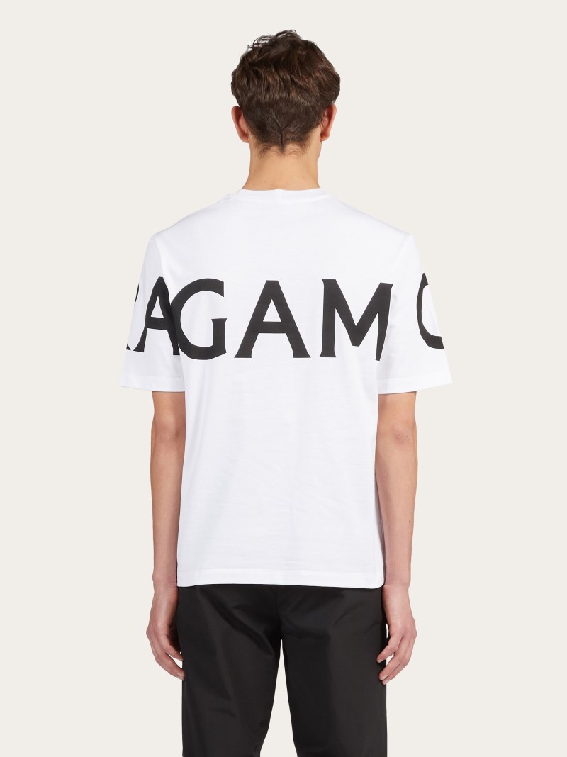 Ferragamo | Men's Short Sleeved T-Shirt With Graphic Logo - White/Black