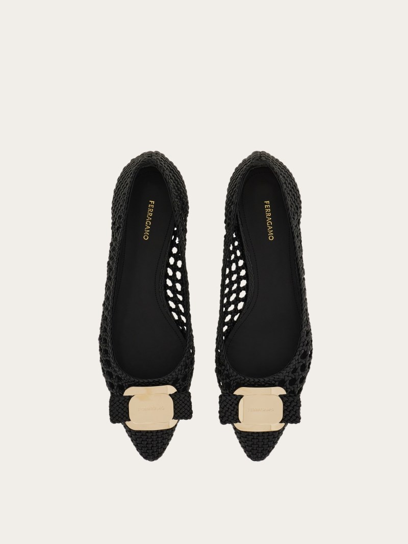 Ferragamo | Women's Ballet Flat With New Vara Buckle - Black