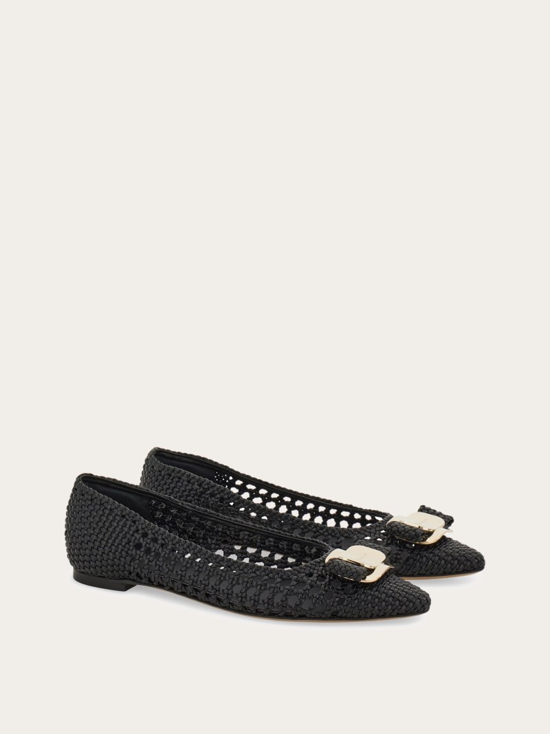 Ferragamo | Women's Ballet Flat With New Vara Buckle - Black