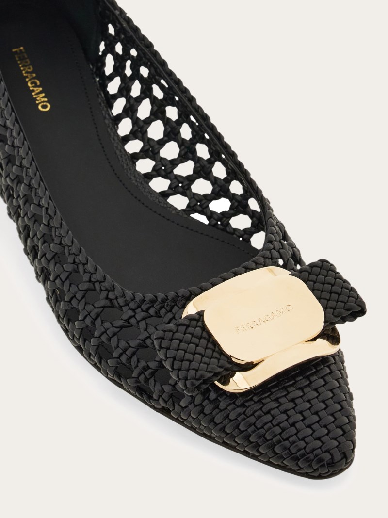 Ferragamo | Women's Ballet Flat With New Vara Buckle - Black