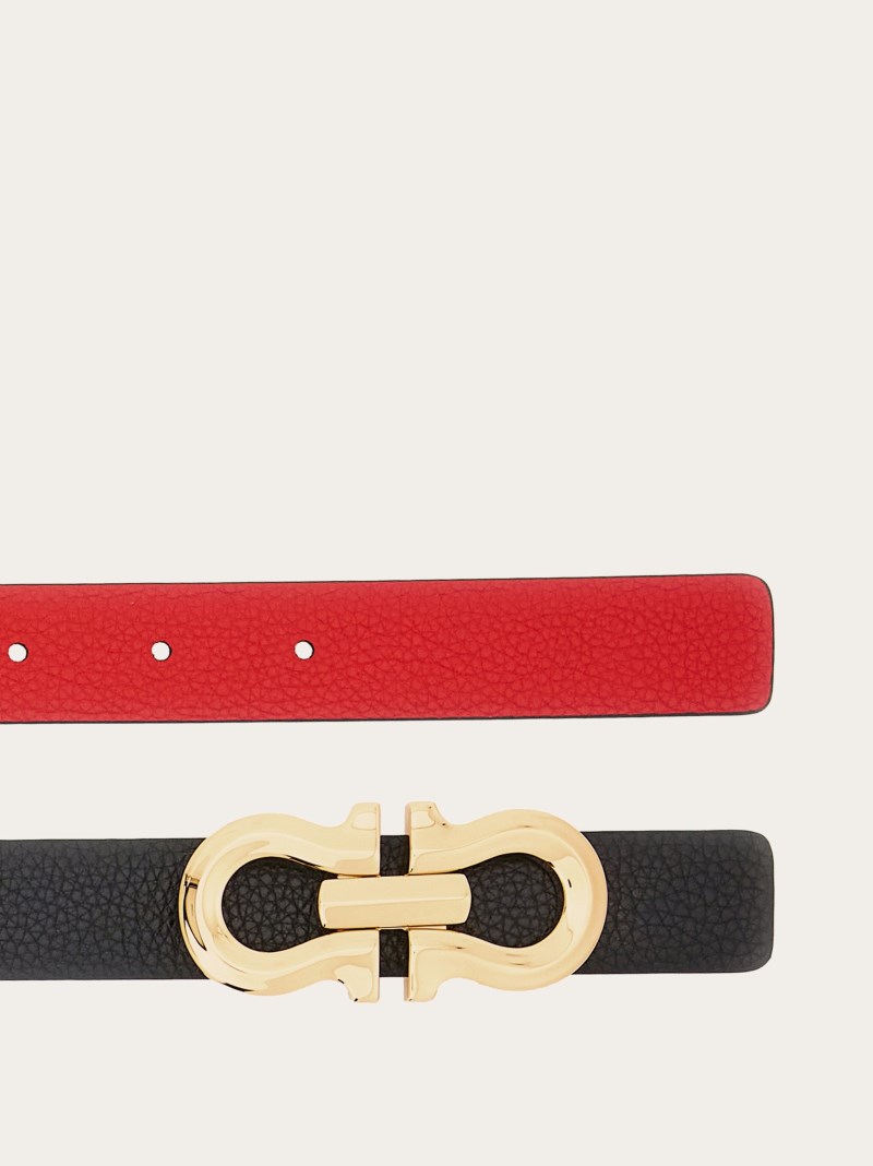Ferragamo | Women's Reversible Gancini Belt - Black/Flame Red