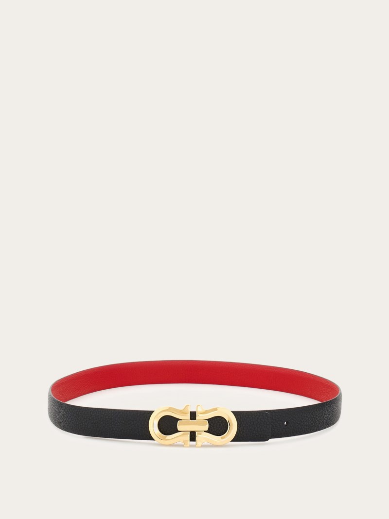 Ferragamo | Women's Reversible Gancini Belt - Black/Flame Red