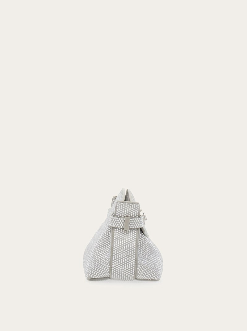 Ferragamo | Women's Hug Soft Crossbody Bag With Crystals - Cloud