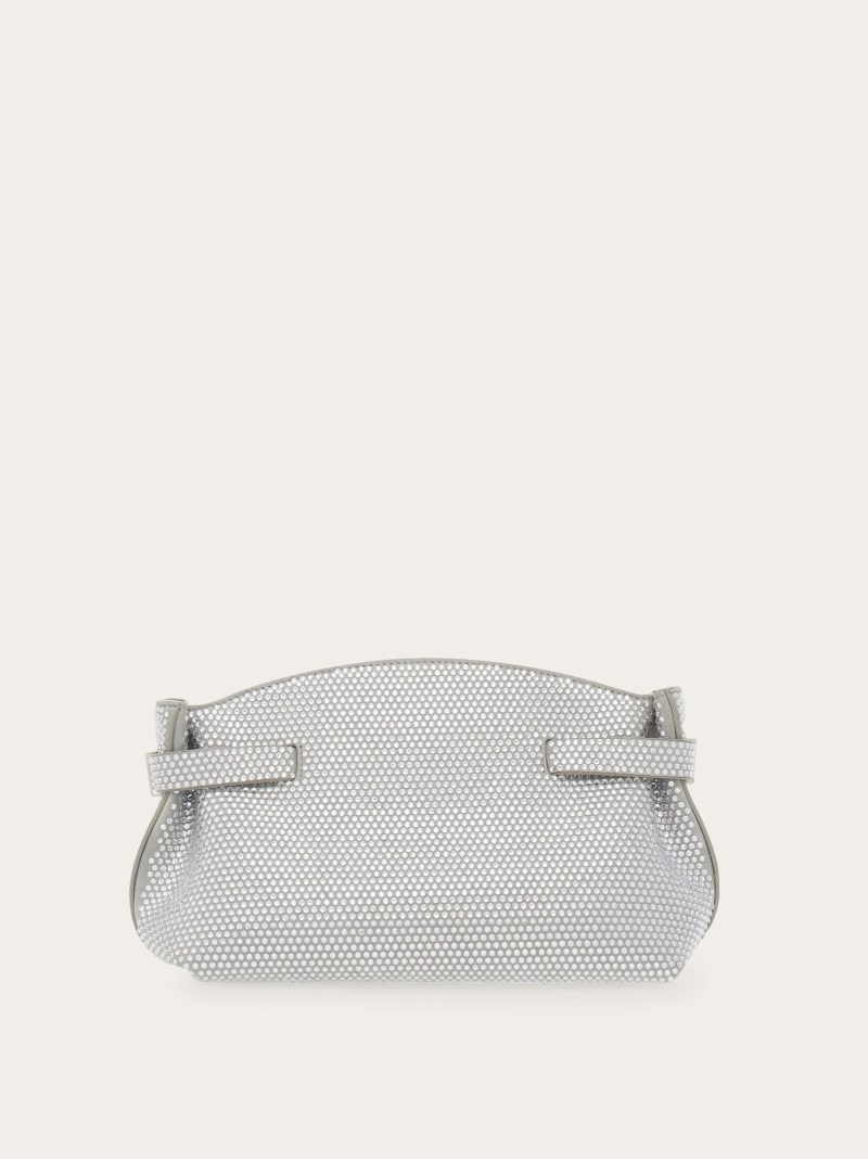 Ferragamo | Women's Hug Soft Crossbody Bag With Crystals - Cloud