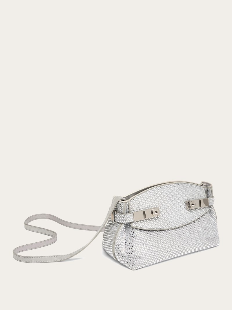 Ferragamo | Women's Hug Soft Crossbody Bag With Crystals - Cloud