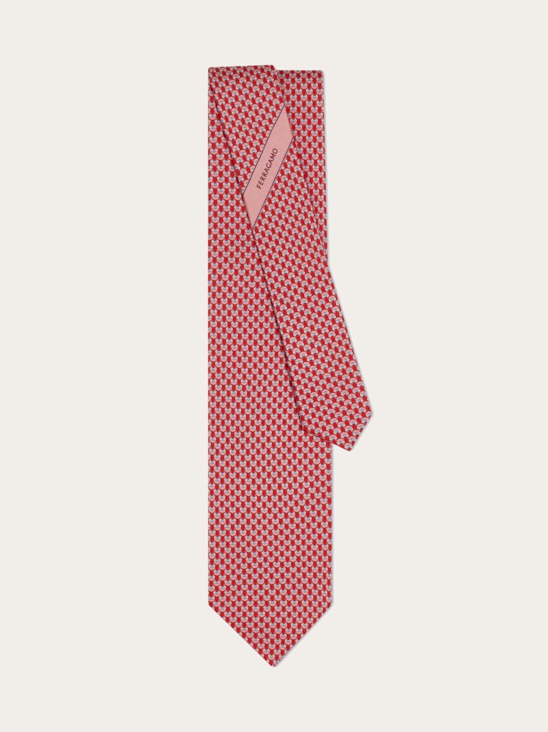 Ferragamo | Men's Owl Print Silk Tie - Red