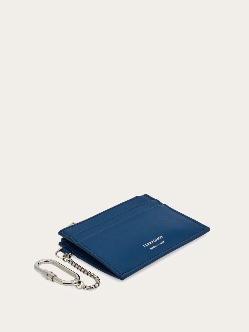 Ferragamo | Women's Card Holder With Key Holder - Teal Blue