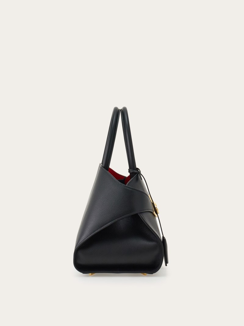Ferragamo | Women's Hug Bicolor Handbag - Black/Flame Red