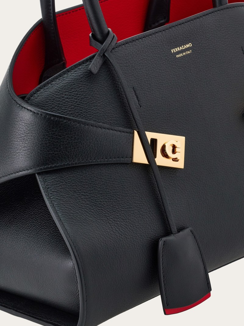 Ferragamo | Women's Hug Bicolor Handbag - Black/Flame Red