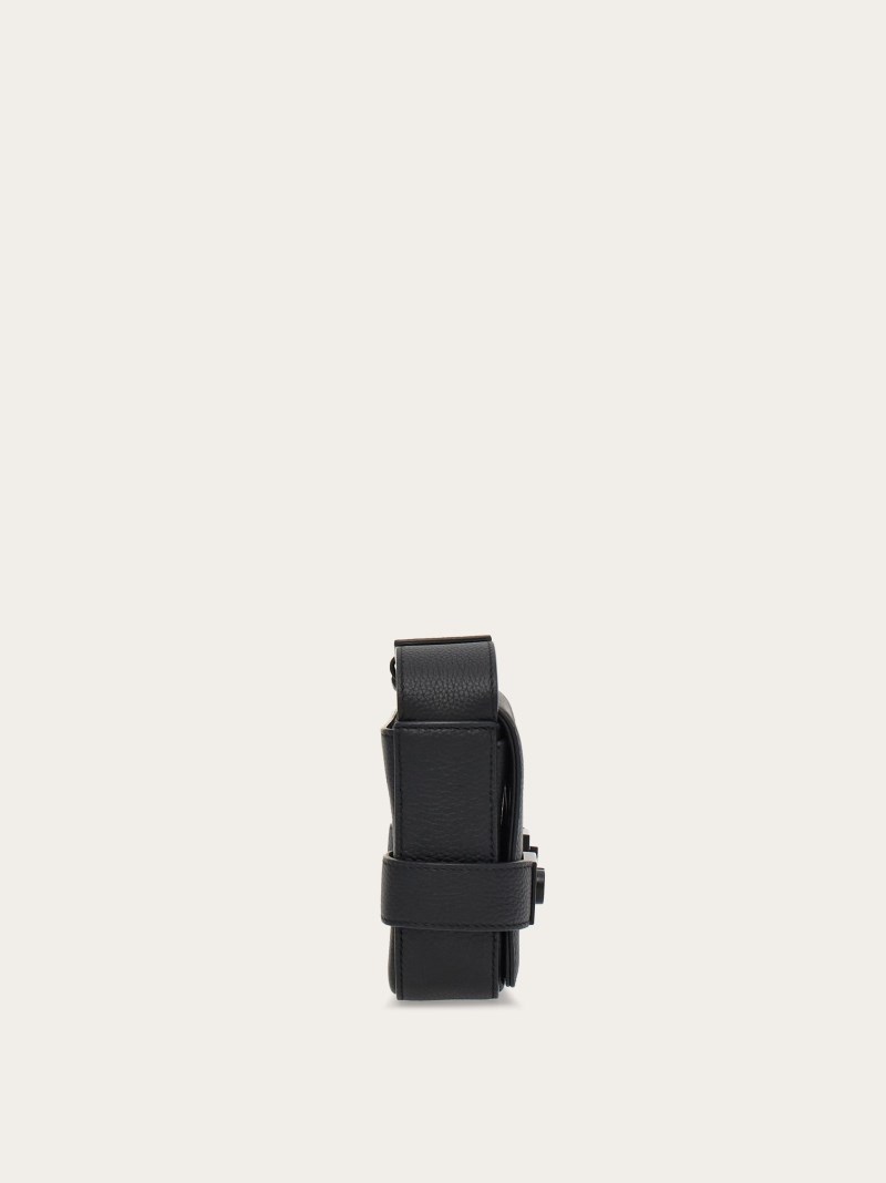 Ferragamo | Men's Crossbody Bag With Gancini Buckles - Black