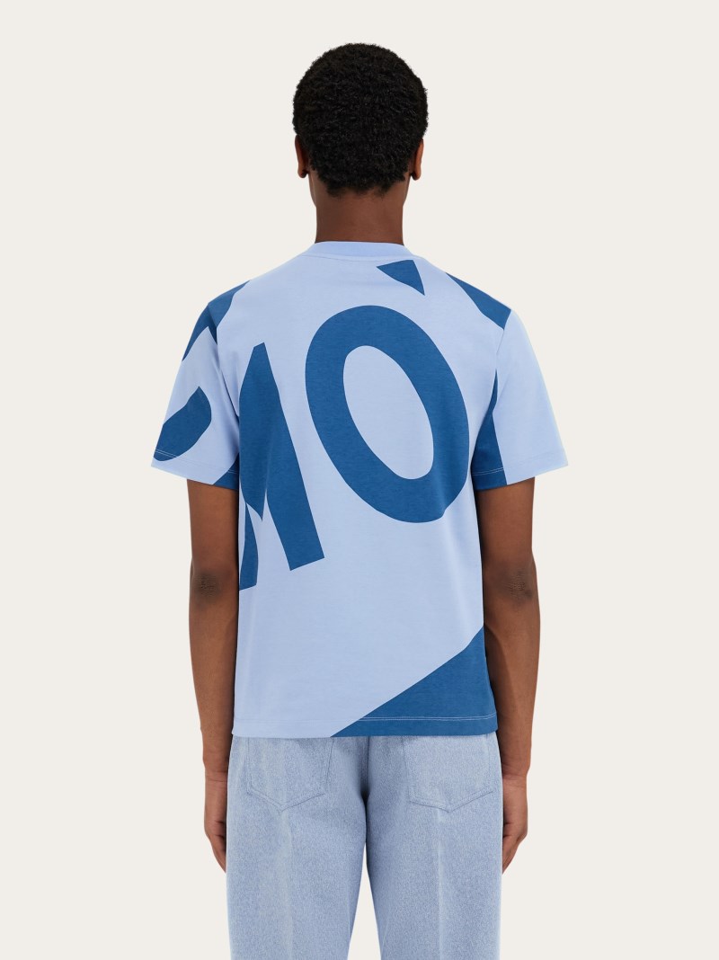 Ferragamo | Men's Graphic Print T-Shirt - Oxford Blue/Teal Blue