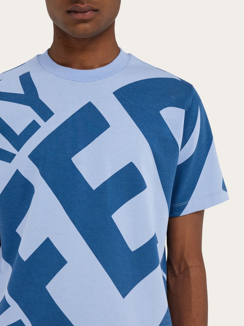Ferragamo | Men's Graphic Print T-Shirt - Oxford Blue/Teal Blue