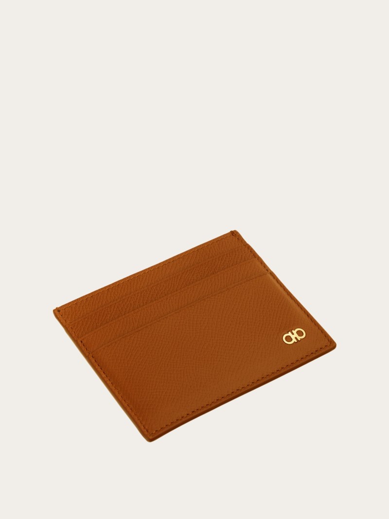 Ferragamo | Men's Gancini Credit Card Holder - Cognac