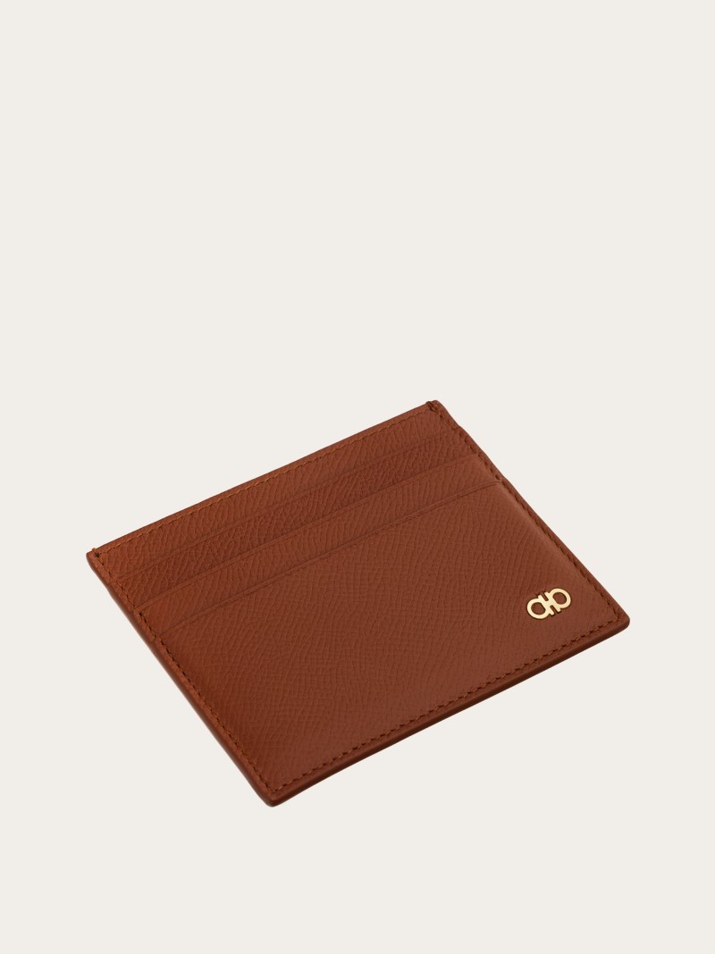 Ferragamo | Men's Gancini Credit Card Holder - Cognac