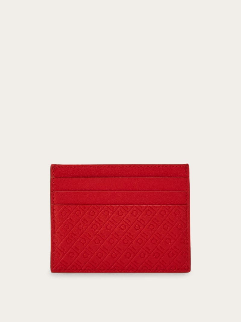 Ferragamo | Men's Monogram Credit Card Holder - Flame Red
