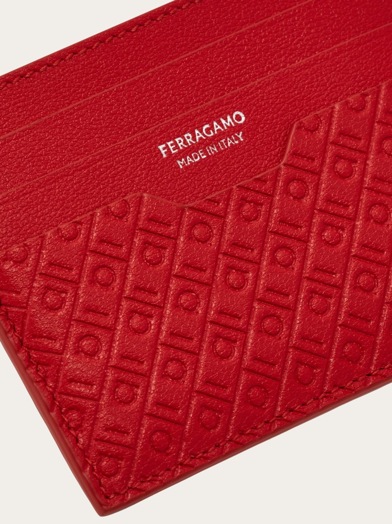 Ferragamo | Men's Monogram Credit Card Holder - Flame Red