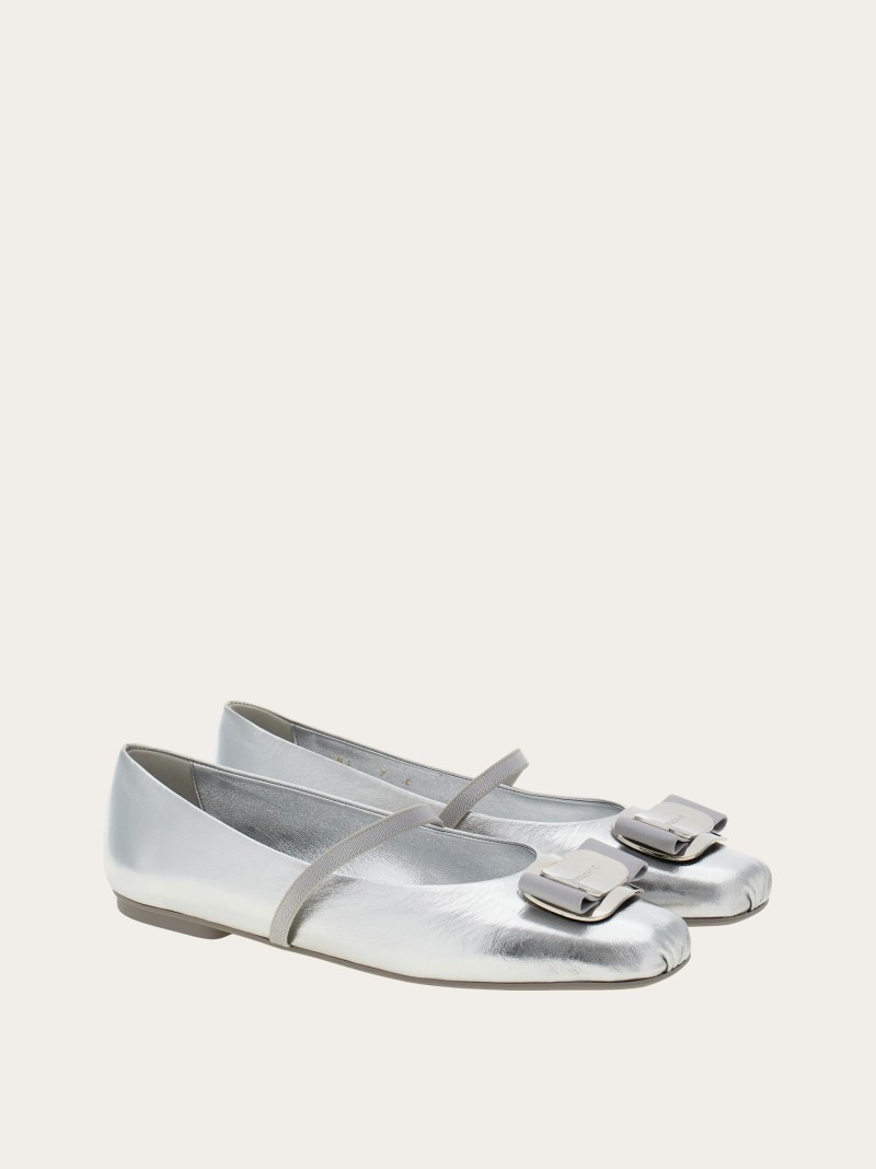 Ferragamo | Women's New Vara Plate Ballet Flat - Silver