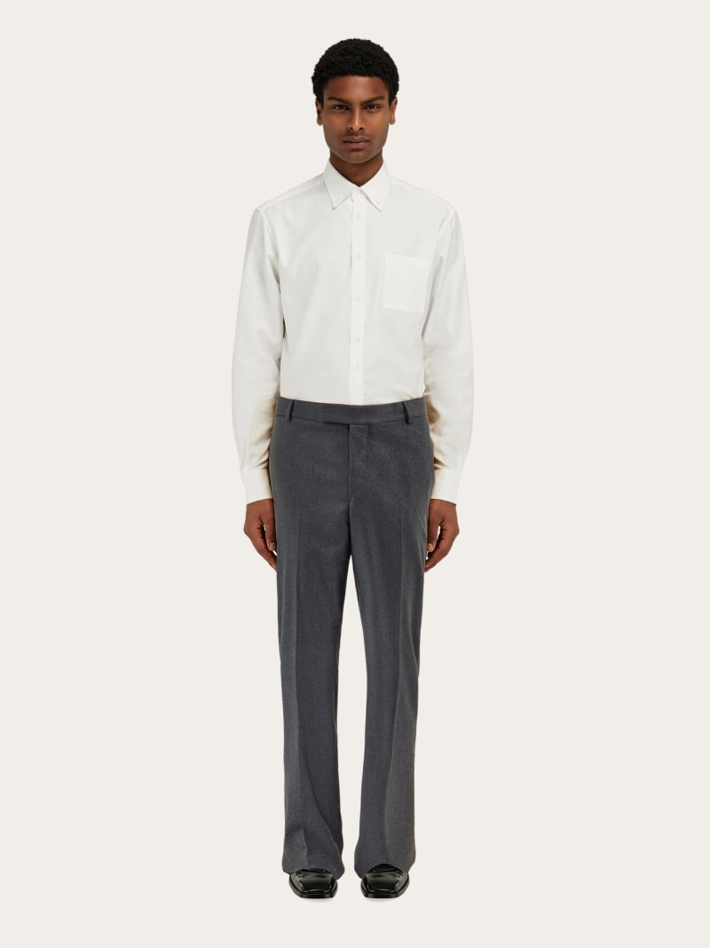 Ferragamo | Men's Flat Front Trouser - Vintage Grey