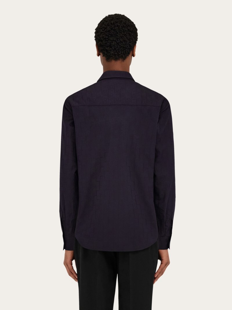 Ferragamo | Men's Monogram Sport Shirt - New Navy Blue