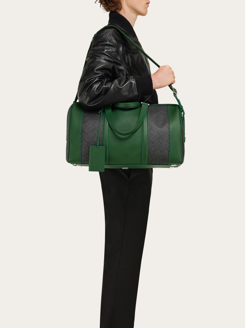 Ferragamo | Men's Bicolor Duffel Bag - Black/Grey/Forest Green