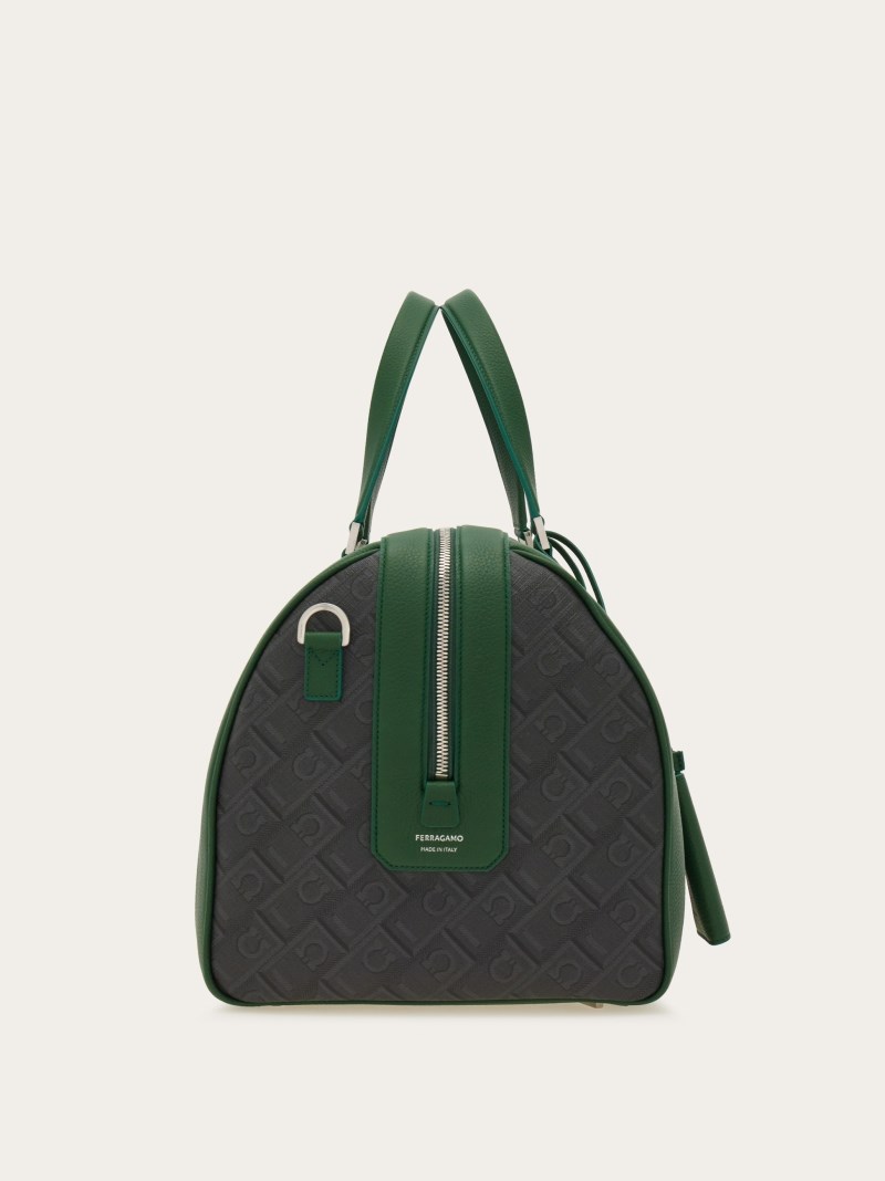Ferragamo | Men's Bicolor Duffel Bag - Black/Grey/Forest Green