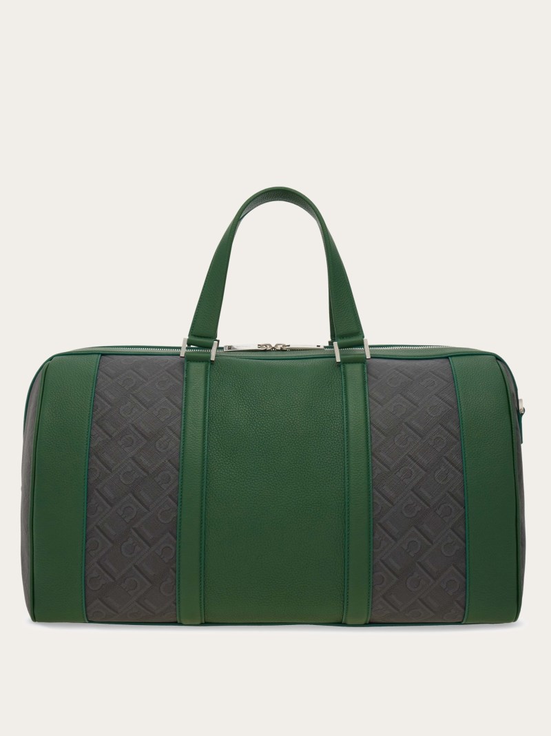 Ferragamo | Men's Bicolor Duffel Bag - Black/Grey/Forest Green