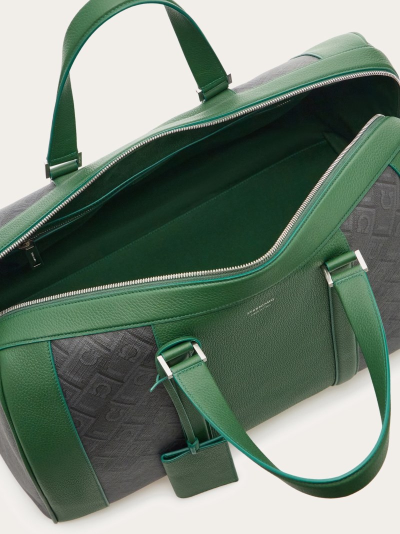 Ferragamo | Men's Bicolor Duffel Bag - Black/Grey/Forest Green