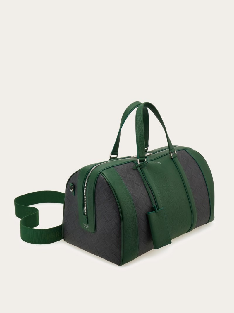 Ferragamo | Men's Bicolor Duffel Bag - Black/Grey/Forest Green