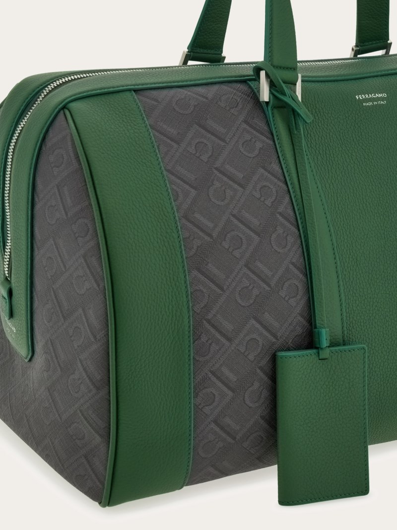 Ferragamo | Men's Bicolor Duffel Bag - Black/Grey/Forest Green