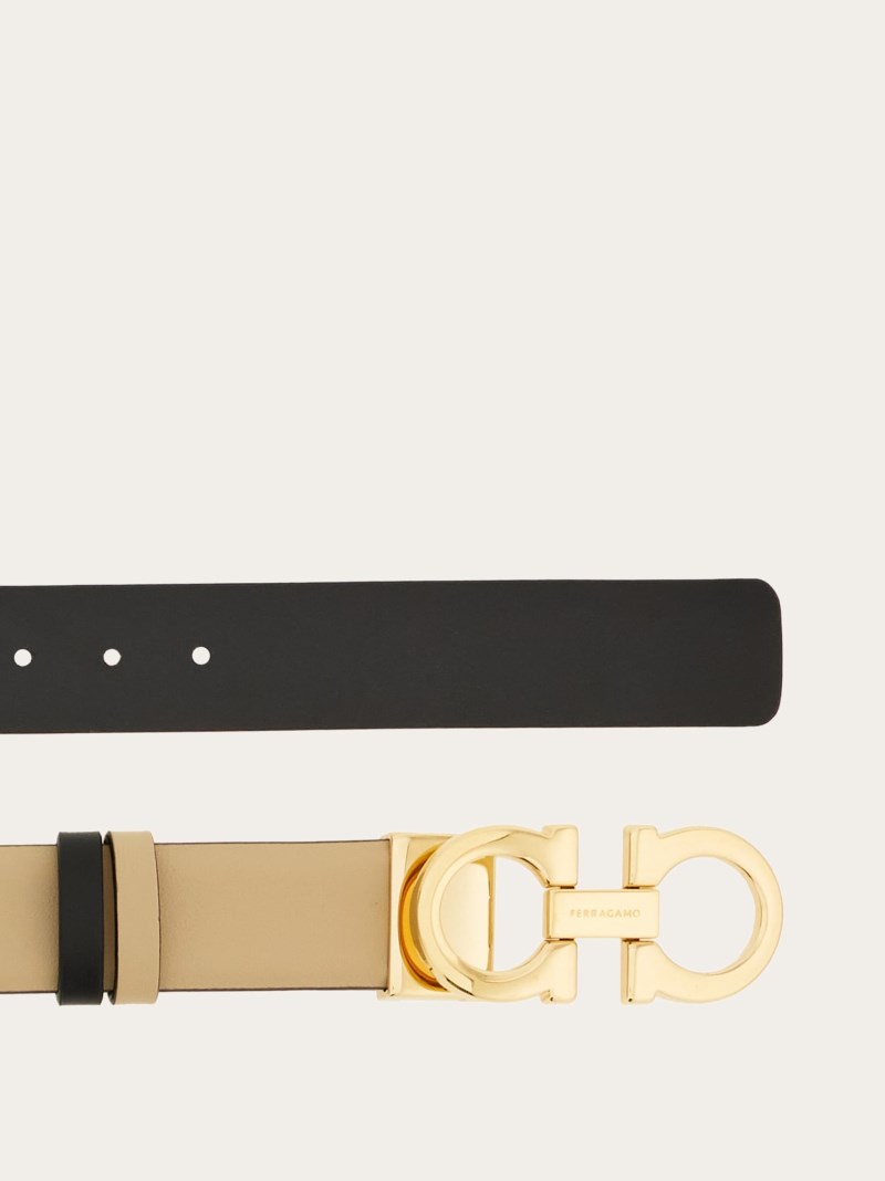 Ferragamo | Women's Adjustable And Reversible Gancini Belt - Stone/Black