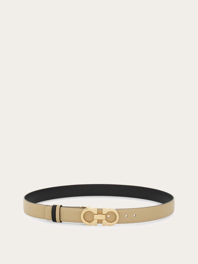 Ferragamo | Women's Adjustable And Reversible Gancini Belt - Stone/Black