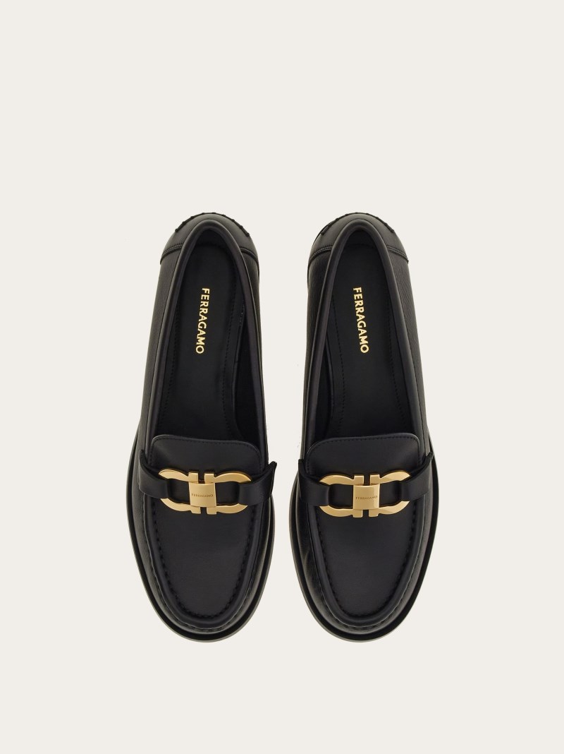 Ferragamo | Women's Moccasin With Gancini Ornament - Black