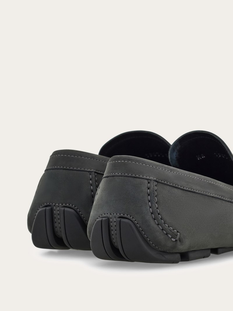Ferragamo | Men's Driver With Gancini Ornament - Dark Grey