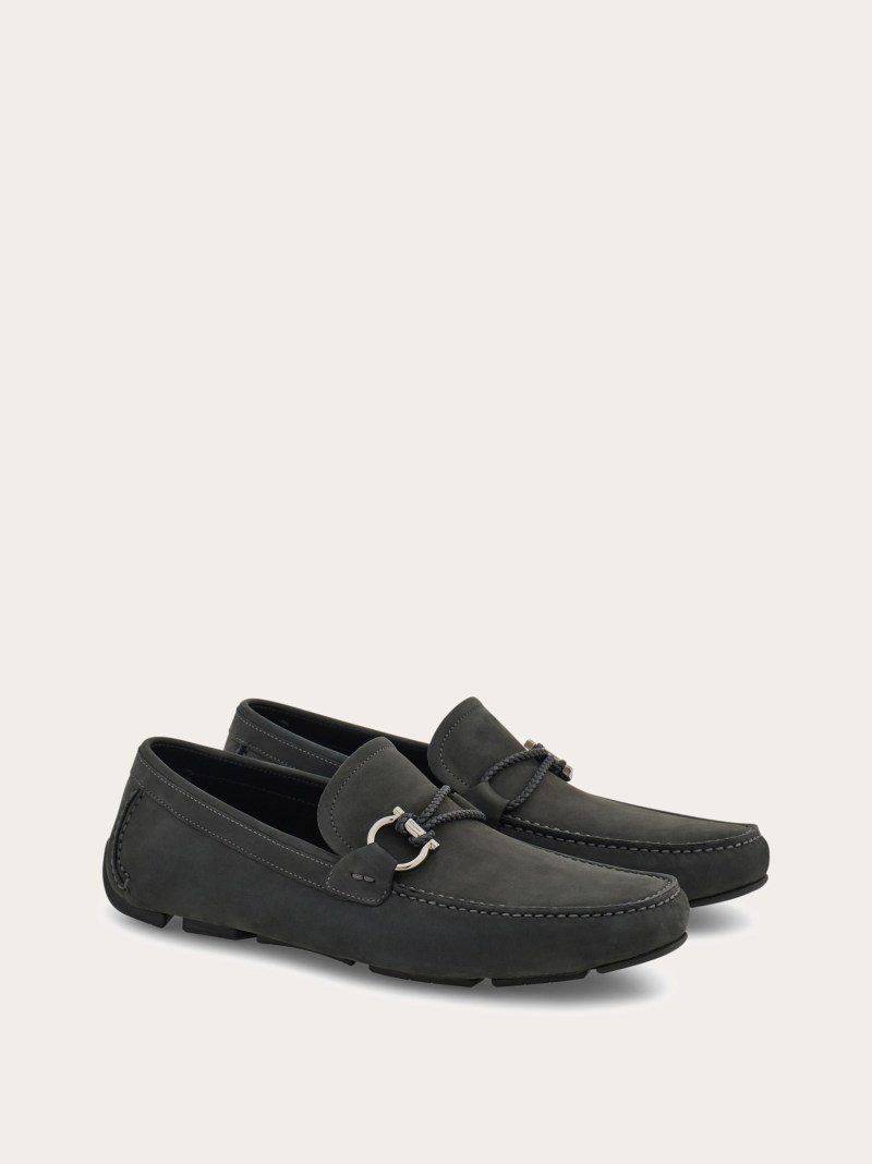 Ferragamo | Men's Driver With Gancini Ornament - Dark Grey