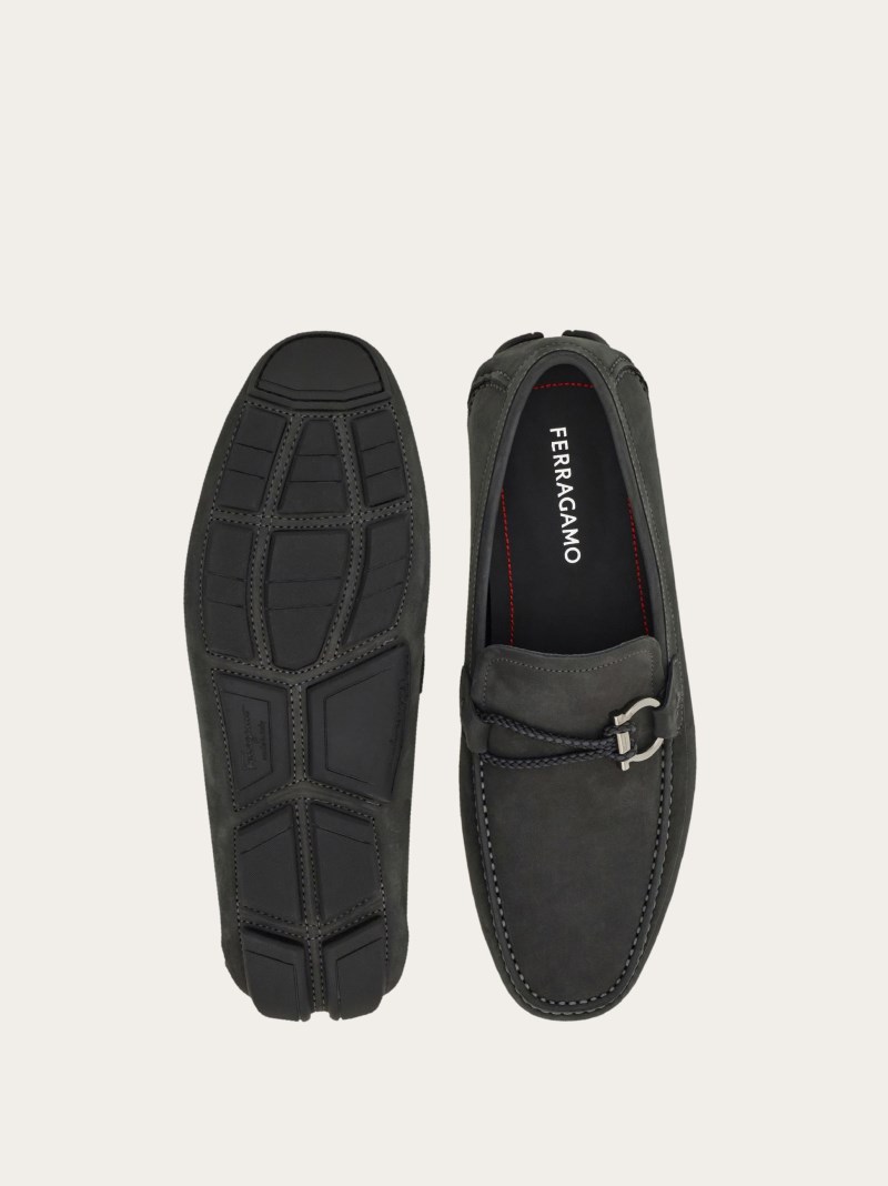 Ferragamo | Men's Driver With Gancini Ornament - Dark Grey