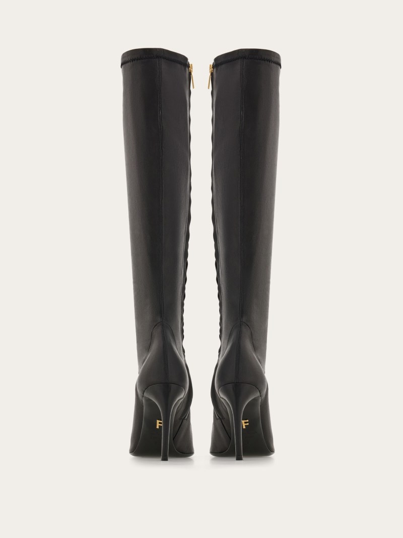 Ferragamo | Women's High Nappa Stretch Boot - Black