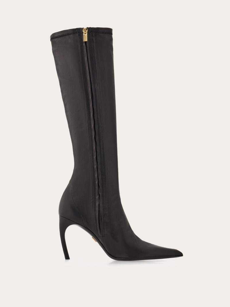 Ferragamo | Women's High Nappa Stretch Boot - Black