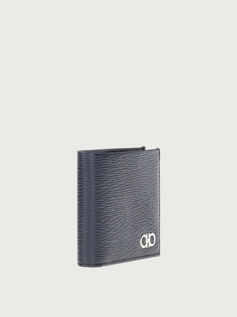 Ferragamo | Men's Gancini Wallet With Id Window - Deep Ocean/Black