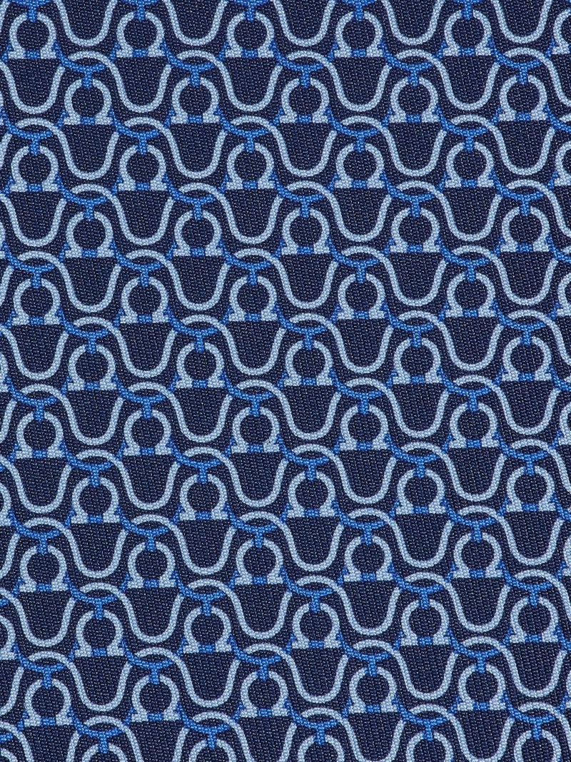 Ferragamo | Men's Gancini Print Silk Tie - Blue Marine