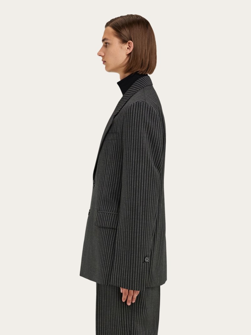 Ferragamo | Men's Single Breasted Blazer - Black/Charcoal Grey