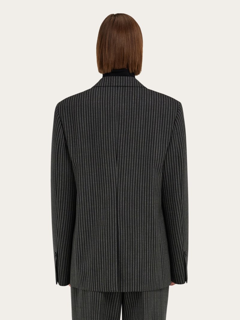 Ferragamo | Men's Single Breasted Blazer - Black/Charcoal Grey