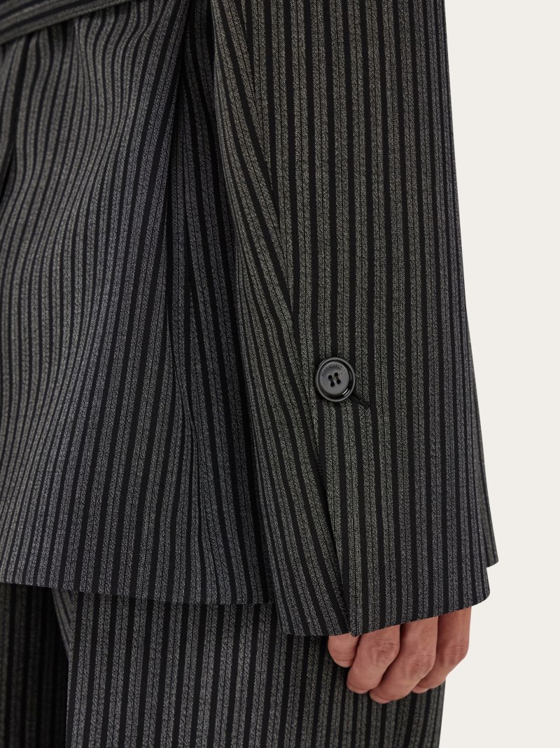 Ferragamo | Men's Single Breasted Blazer - Black/Charcoal Grey