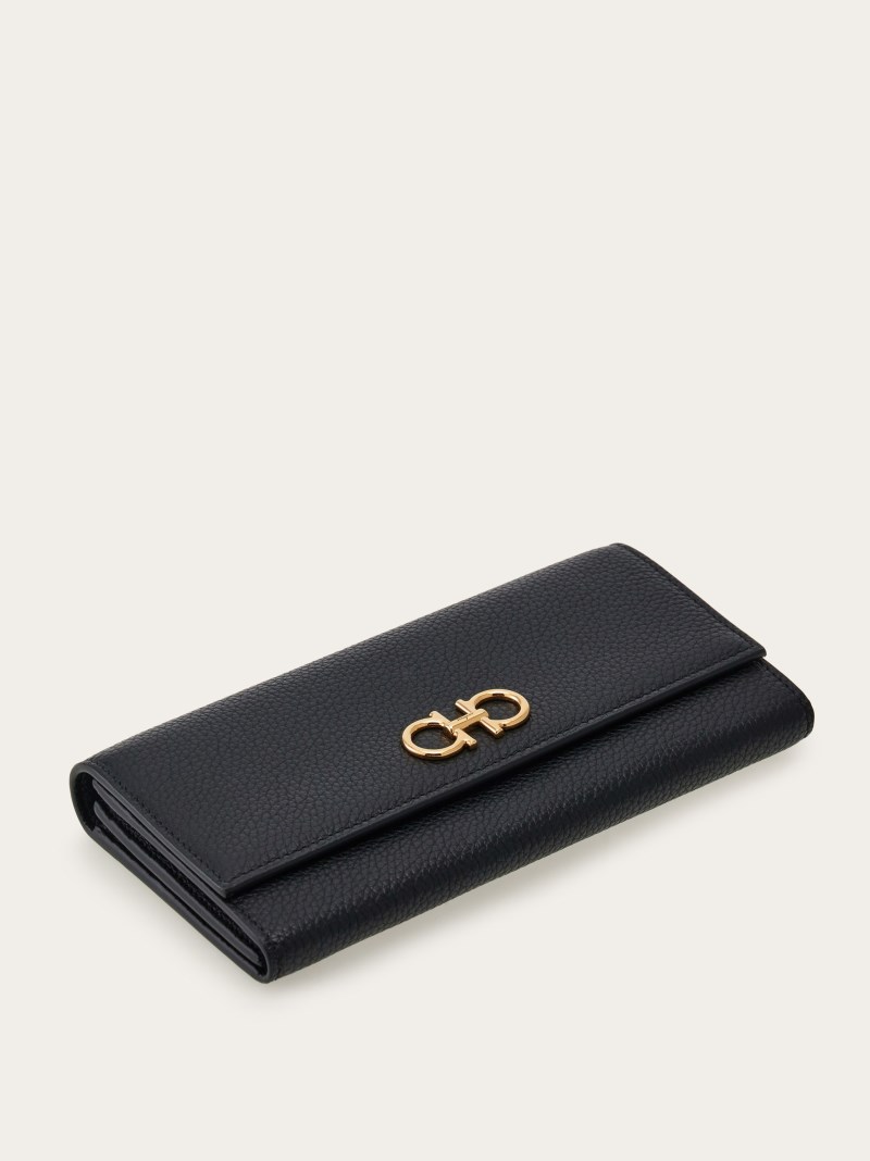 Ferragamo | Women's Gancini Wallet With Chain - Black