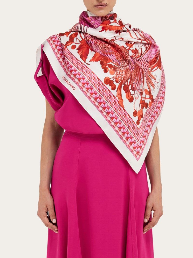 Ferragamo | Women's Animal Print Silk Scarf - Ivory