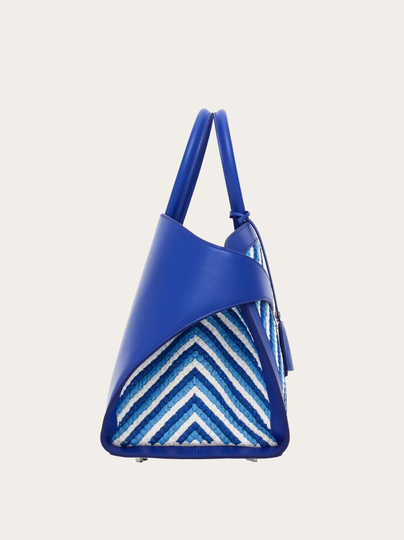 Ferragamo | Women's Hug Handbag - White/Lapis Lazuli