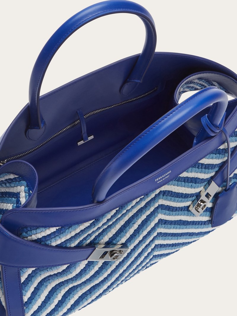 Ferragamo | Women's Hug Handbag - White/Lapis Lazuli